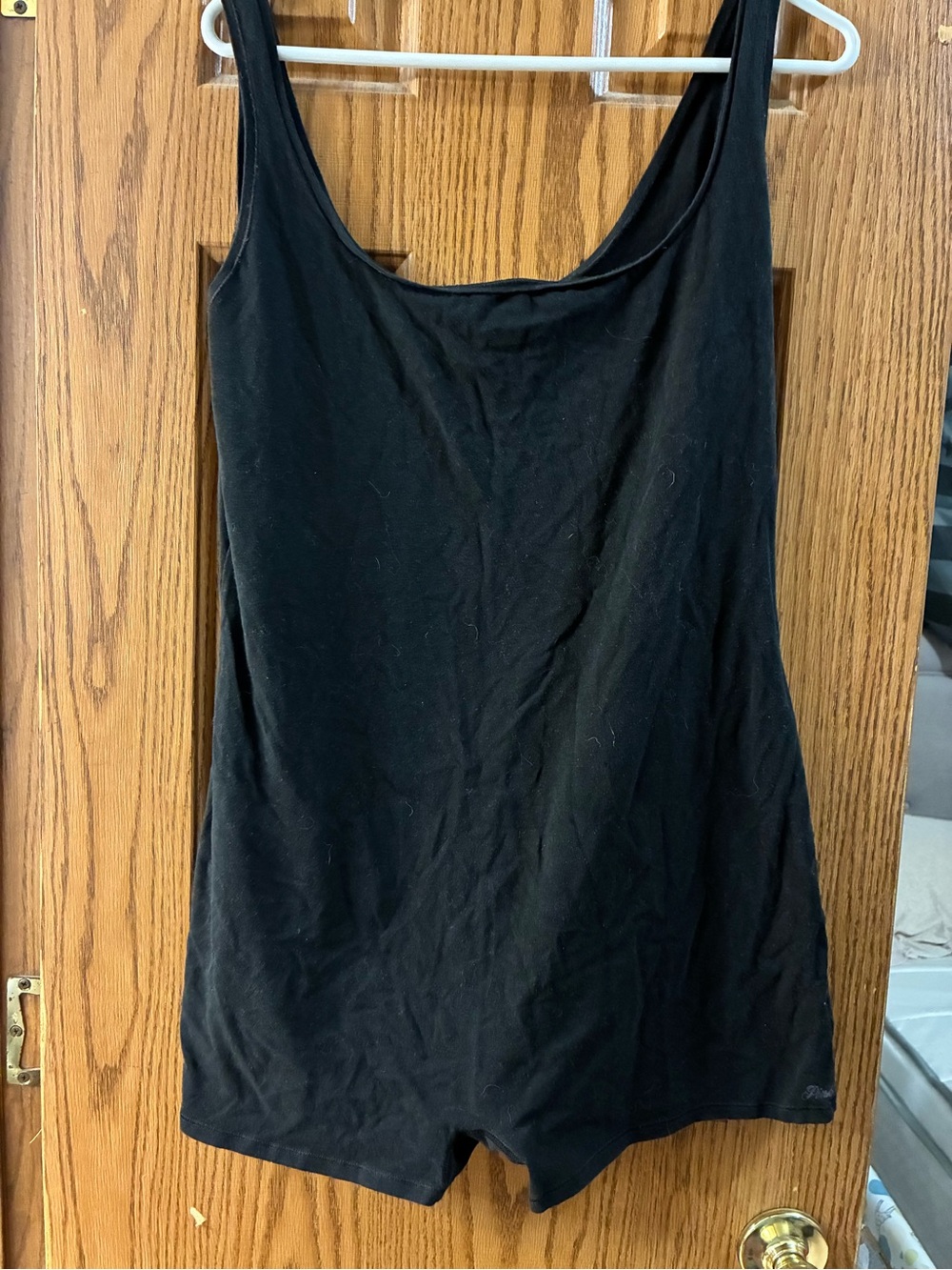 PINK Victoria's Secret Black Scoop-Neck Bodysuit Romper